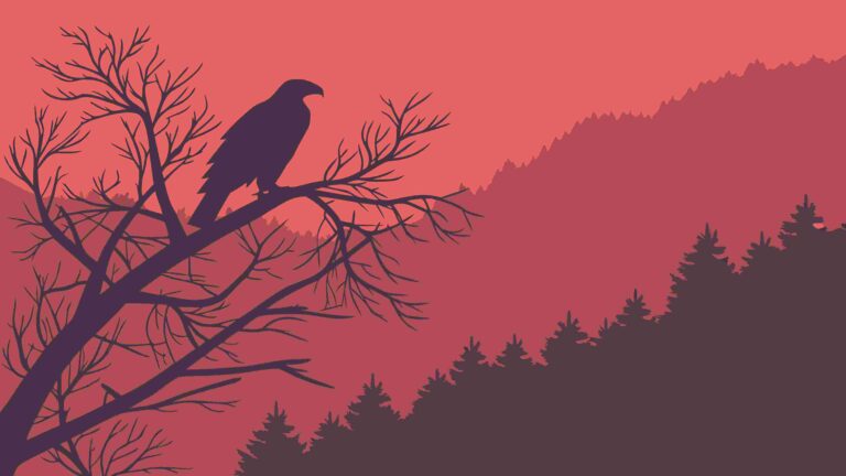 Solitary Bird Silhouette on Branch in Forest, vector design Generative AI