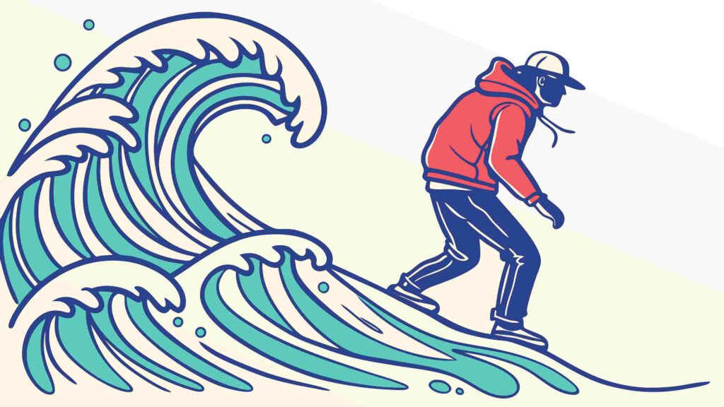 Dynamic Surfer Riding a Big Ocean Wave Vector Art, vector design Generative AI