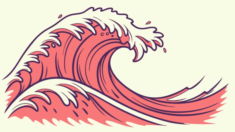 Stylized Ocean Wave Vector Illustration in Retro Colors, vector design Generative AI