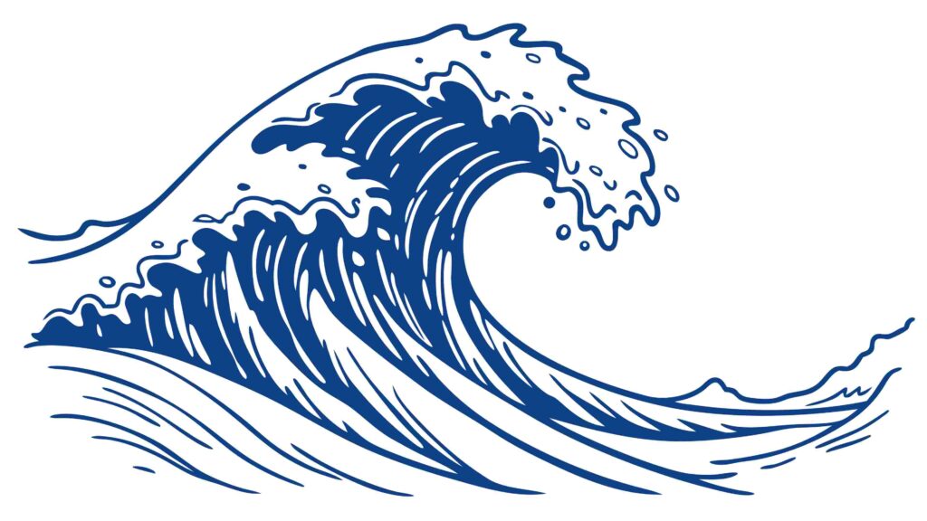 Bold Blue Ocean Wave Vector Design for Water Themes, vector design Generative AI