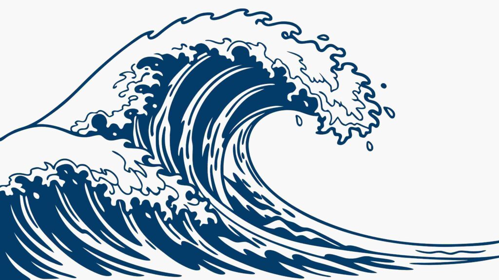 Classic Ocean Wave Vector Art with Detailed Foam, vector design Generative AI