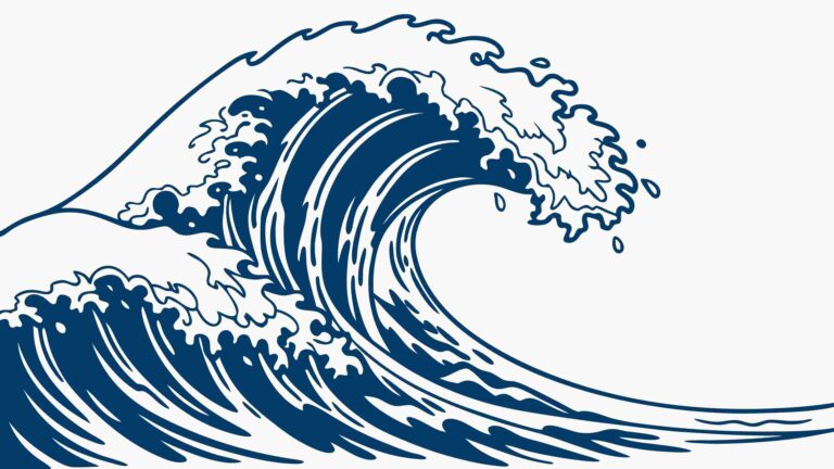Classic Ocean Wave Vector Art with Detailed Foam, vector design Generative AI