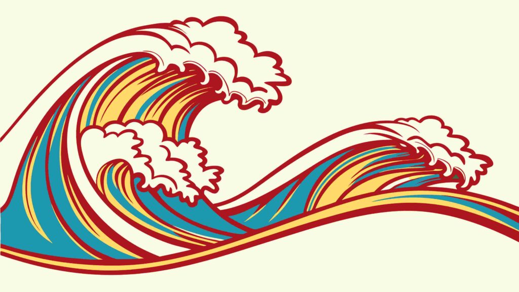 Colorful Stylized Ocean Wave Vector Graphic Design, vector design Generative AI