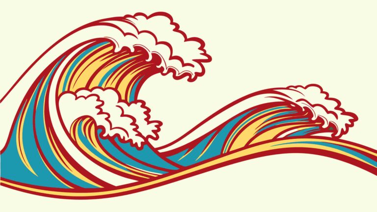 Colorful Stylized Ocean Wave Vector Graphic Design, vector design Generative AI