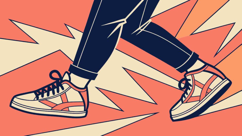 Dynamic Walking Feet in Sneakers Vector Illustration, vector design Generative AI