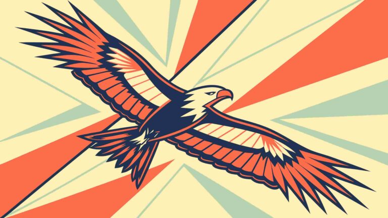 Majestic Eagle Soaring with Sunburst Background Vector, vector design Generative AI