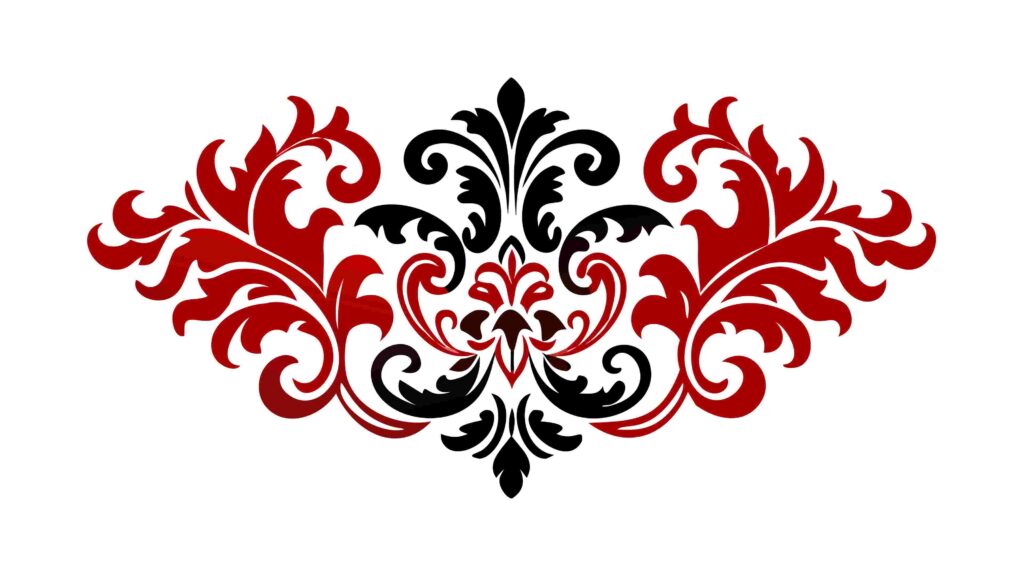 Intricate Red & Black Floral Scrollwork Vector Pattern, vector design Generative AI