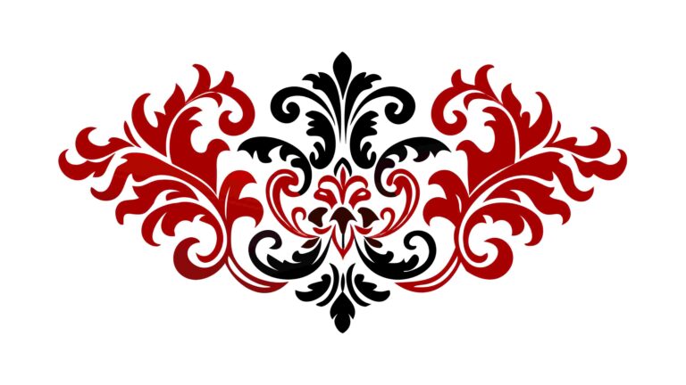 Intricate Red & Black Floral Scrollwork Vector Pattern, vector design Generative AI