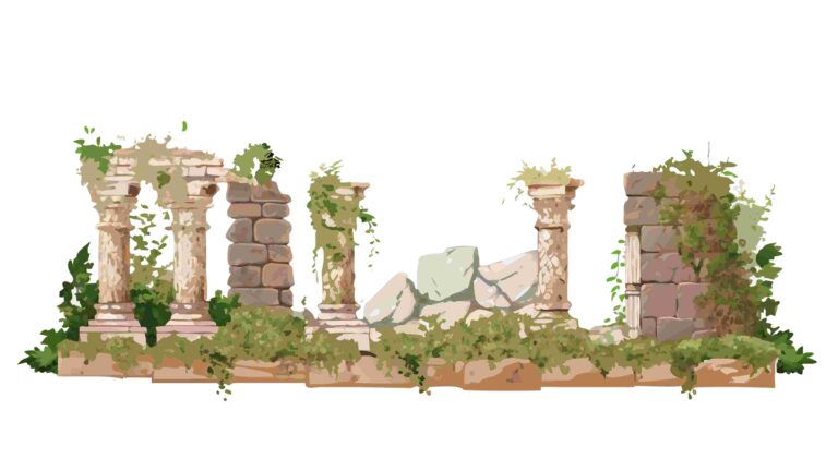 Majestic Ancient Stone Ruins Landscape Vector Art, vector design Generative AI