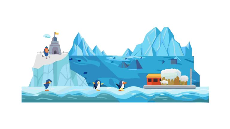 Arctic Wildlife & Igloo Winter Landscape Vector, vector design Generative AI