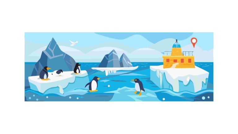 Arctic Submarine & Penguin Scene Vector Illustration, vector design Generative AI