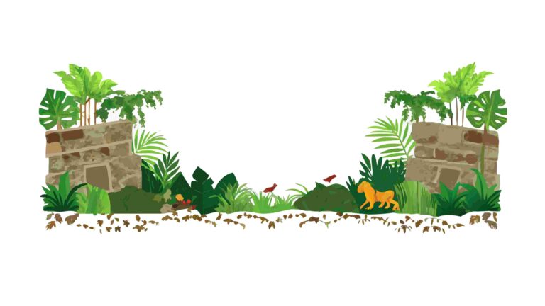 Lush Tropical Jungle Greenery Vector Border, vector design Generative AI