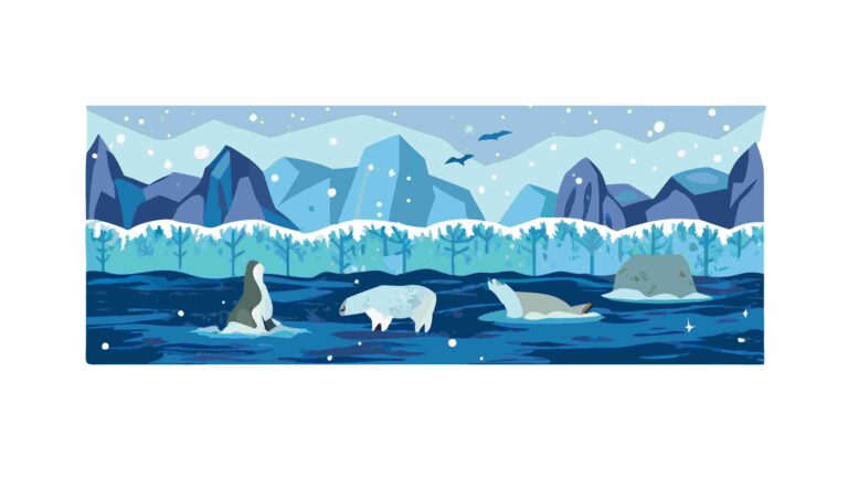 Isolated Polar Bears on Iceberg Arctic Vector Scene, vector design Generative AI