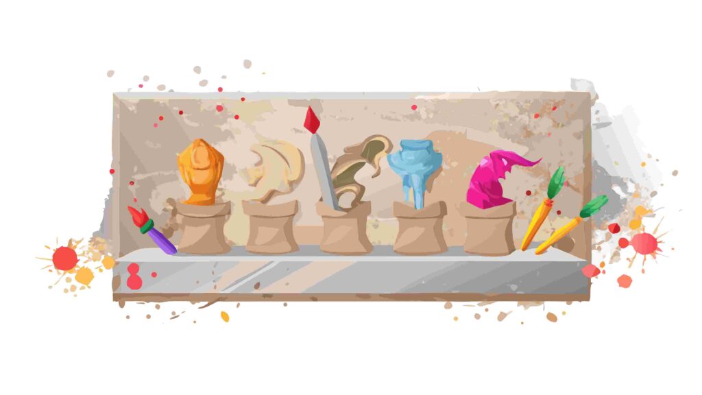 Colorful Art Supplies Paint Pots & Brushes Vector, vector design Generative AI