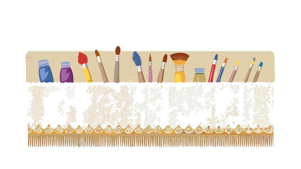 Variety of Art Brushes & Pencils Vector Border, vector design Generative AI