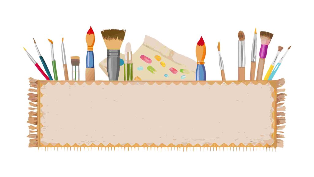 Artist's Paint Brushes & Tubes Vector Border, vector design Generative AI