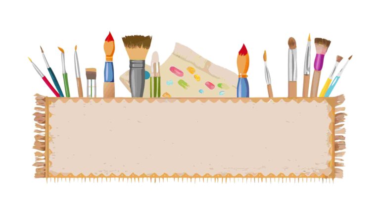 Artist's Paint Brushes & Tubes Vector Border, vector design Generative AI