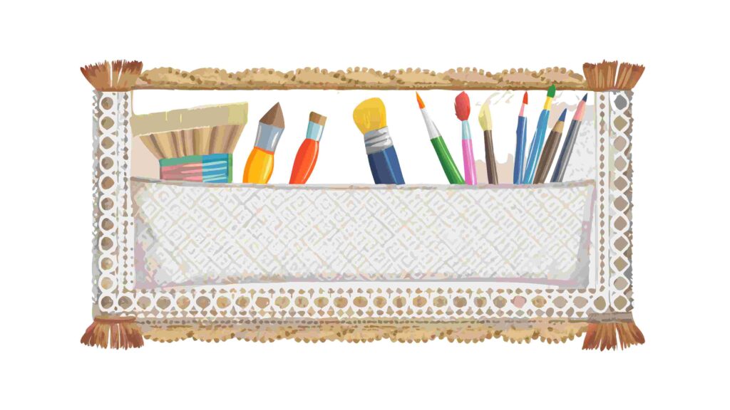 Various Paint Brushes & Art Tools Vector Border, vector design Generative AI