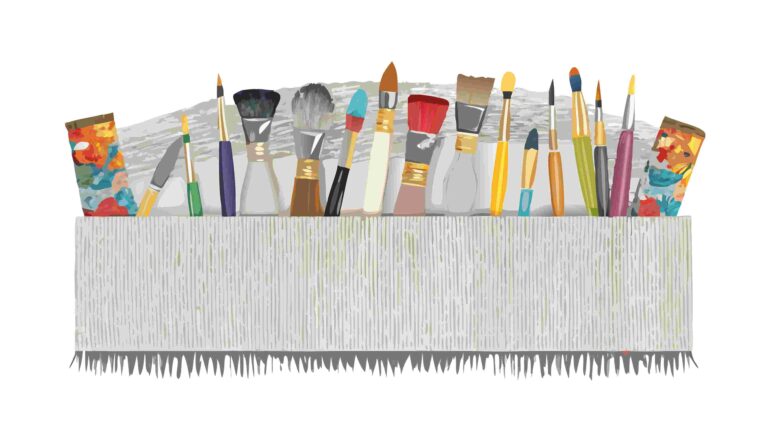 Diverse Art & Craft Supplies Vector Border Design, vector design Generative AI