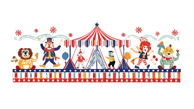 Festive Circus Carnival Scene Vector Border, vector design Generative AI