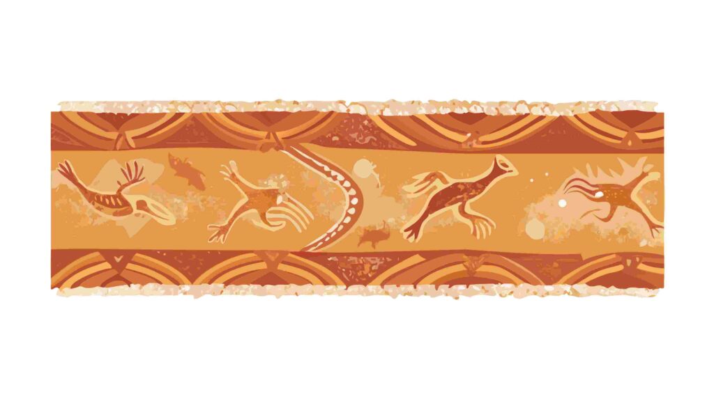 Indigenous Art Style Animal Pattern Vector Border, vector design Generative AI