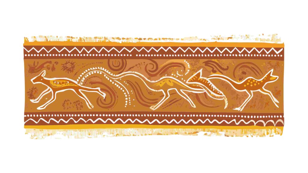 Indigenous Art Style Animal Pattern Vector Border 2, vector design Generative AI