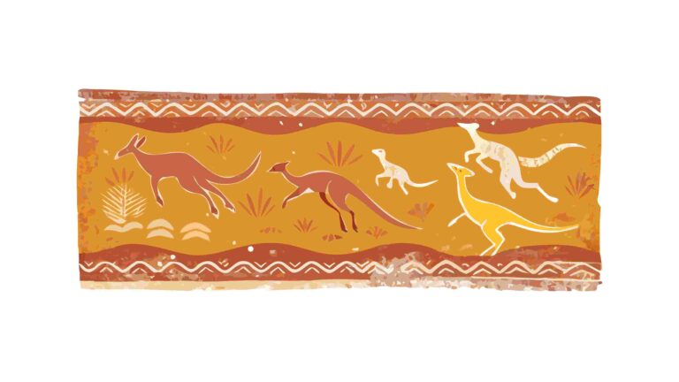 Indigenous Art Style Lizard & Animal Pattern Vector Border, vector design Generative AI