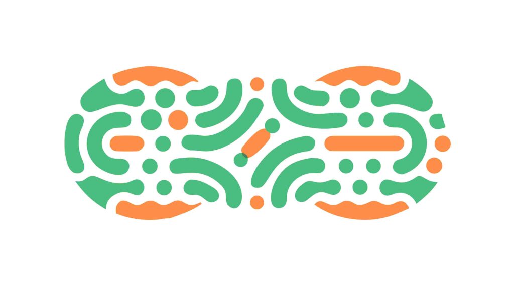 Abstract Flowing Green and Orange Dot Pattern, vector design Generative AI