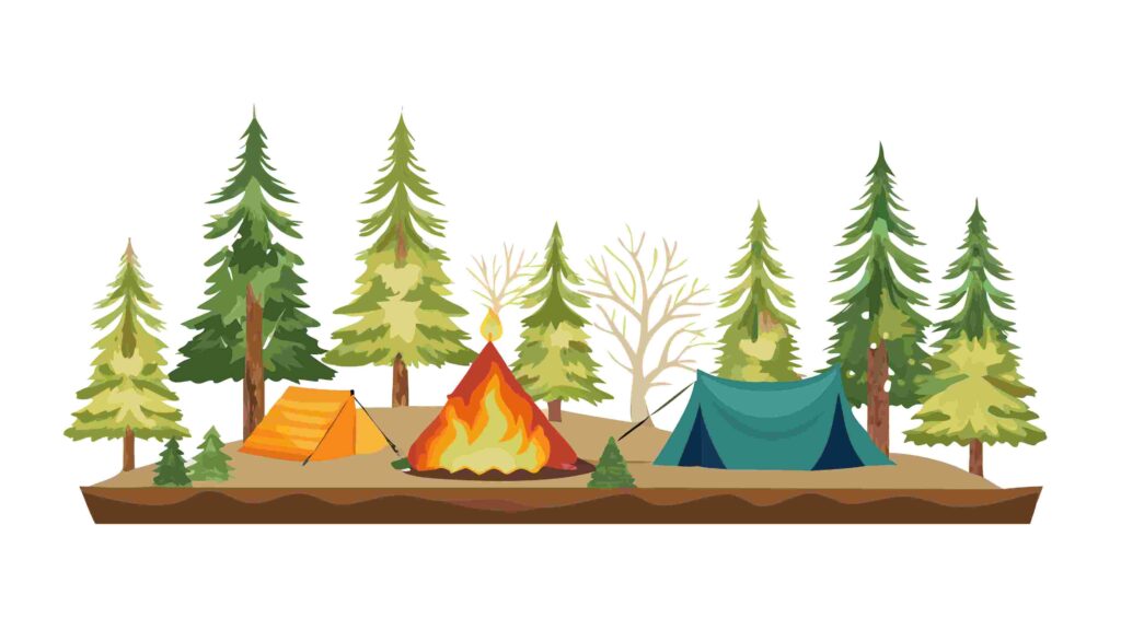 Idyllic Forest Recreation Area Vector Border, vector design Generative AI