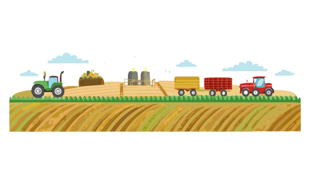 Idyllic Rural Farmland Landscape Vector Graphic, vector design Generative AI