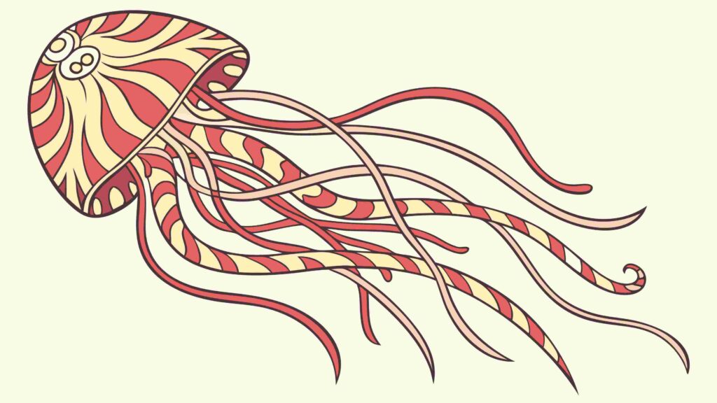Whimsical Cartoon Jellyfish with Intricate Patterns, vector design Generative AI