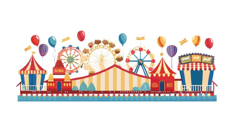 Vibrant Amusement Park Carnival Vector Border, vector design Generative AI