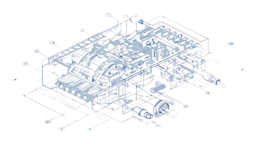 Blueprint of Complex Industrial System Architecture, vector design Generative AI