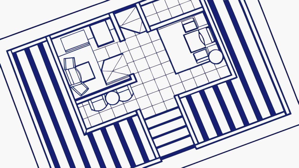 Detailed Blueprint of a Modern House Floor Plan, vector design Generative AI