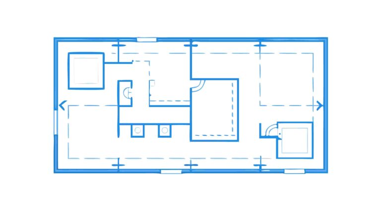 Blueprint of a Single-Level Residential Floor Plan, vector design Generative AI
