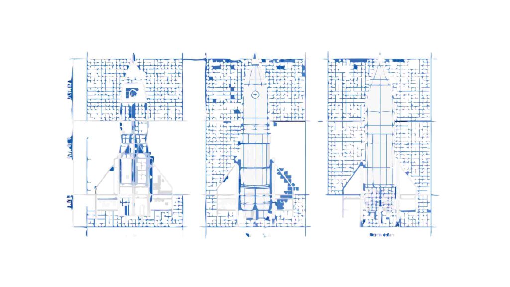 Blueprint Schematics of Advanced Spacecraft Design, vector design Generative AI
