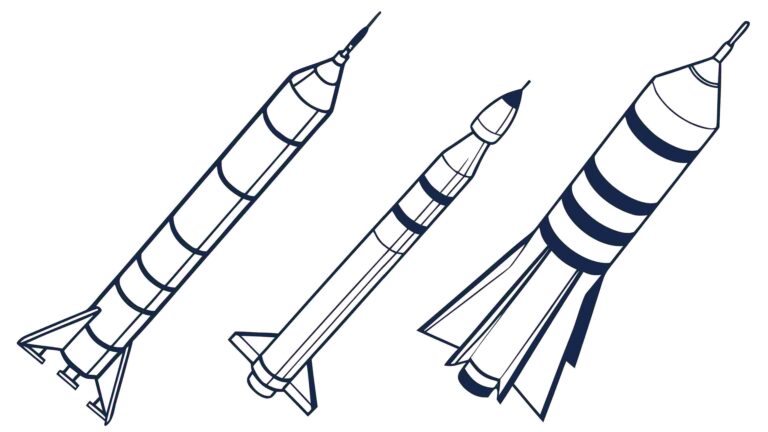Classic Space Rockets Ready for Galactic Missions, vector design Generative AI