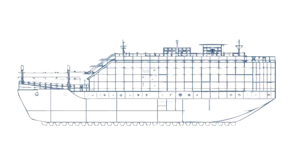 Detailed Blueprint of a Cargo Ship Vessel, vector design Generative AI