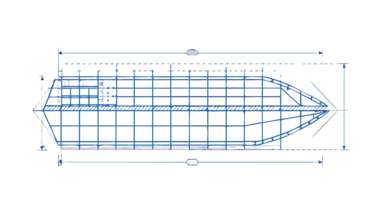 Top-Down Blueprint of a Large Cargo Ship, vector design Generative AI