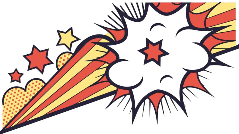 Dynamic Comic Pop Art Explosion Starburst, vector design Generative AI