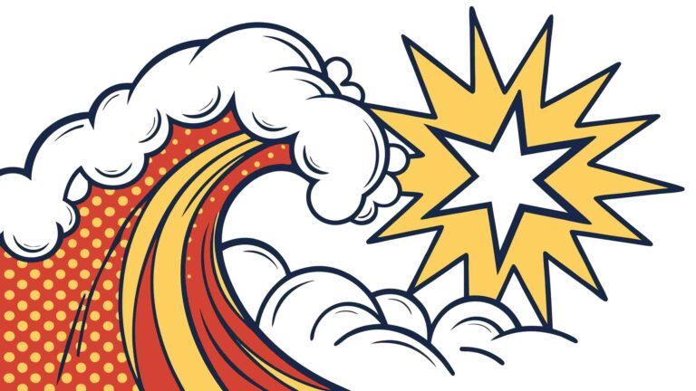 Comic Pop Art Ocean Wave Explosion Effect, vector design Generative AI
