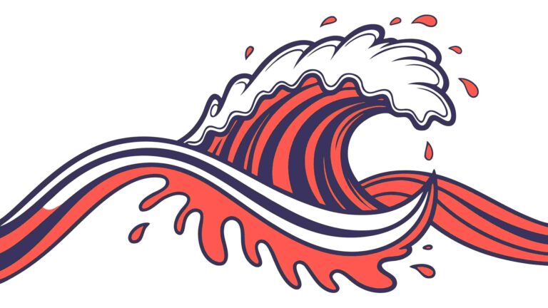 Dynamic Ocean Wave with Retro Comic Style, vector design Generative AI