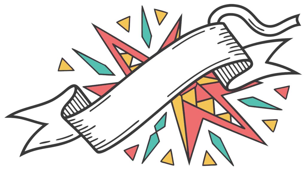 Dynamic Pop Art Banner Ribbon with Abstract Shapes, vector design Generative AI