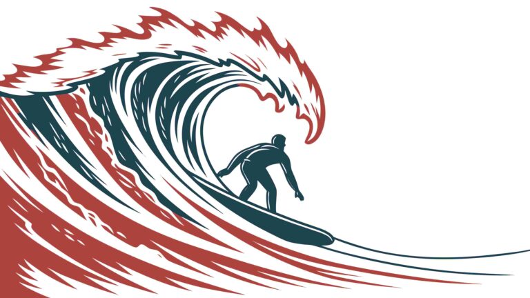 Powerful Ocean Wave Breaking with Spray, vector design Generative AI
