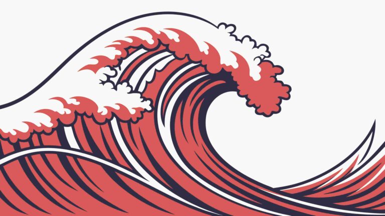 Majestic Ocean Wave with Foam and Movement, vector design Generative AI