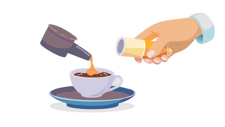 Hand Pouring Rich Coffee into Elegant Ceramic Cup, vector design Generative AI