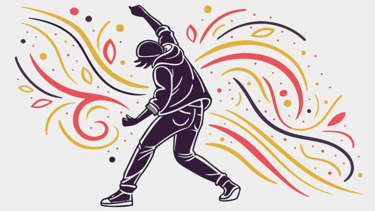 Dynamic Sportsman in Action with Abstract Swirls, vector design Generative AI