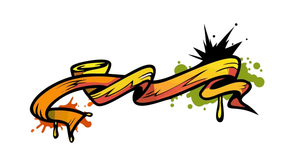 Grungy Splatter Ribbon Banner Design Element, vector design Generative AI