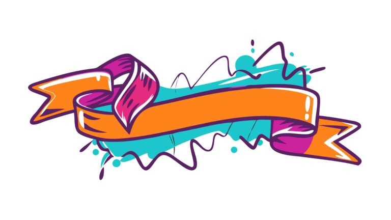 Stylized Ribbon Banner with Paint Splatter Accents, vector design Generative AI