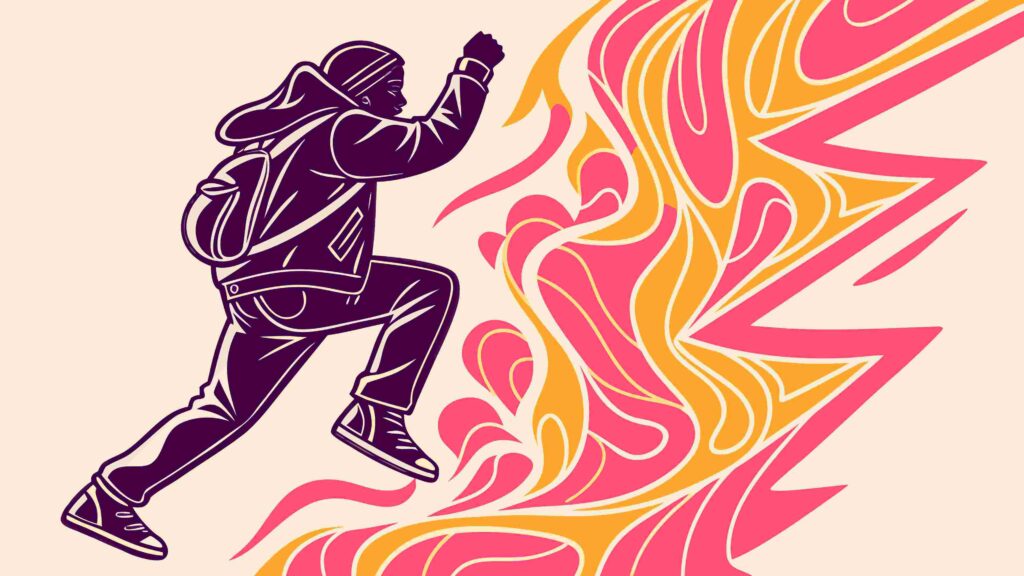 Dynamic Runner Silhouette on Abstract Background, vector design Generative AI